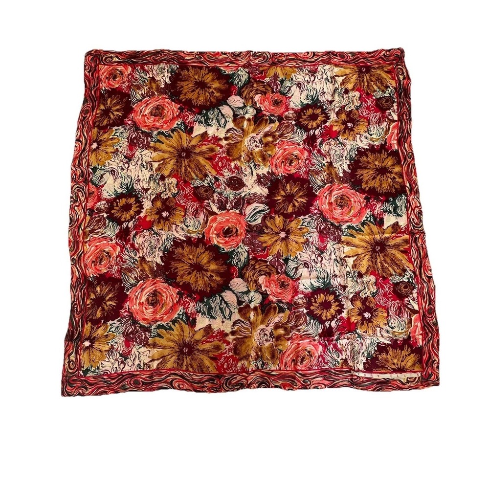 Vintage Perry Ellis 100% Silk Scarf 34" Square Moody Floral Cottagecore Luxury